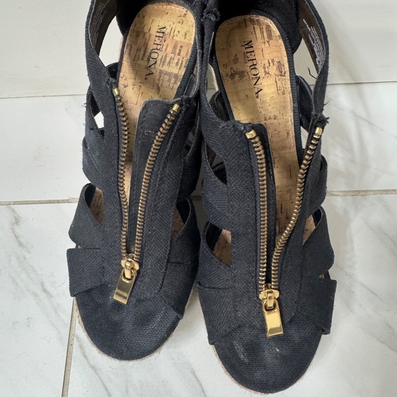 Merona Open Toe Black Espadrille Sandals - Size 8 - Picture 2 of 8